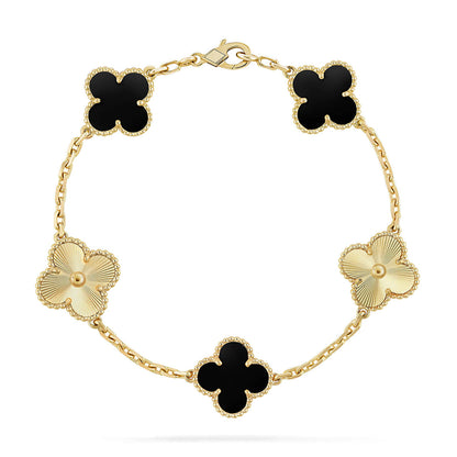 [RAFFINE] CLOVER 5 MOTIF ONYXS BRACELET COLLECTION