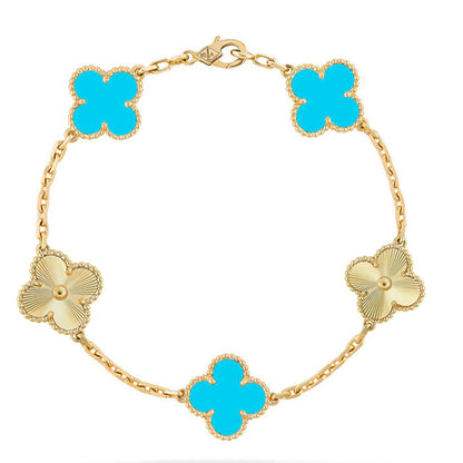 [RAFFINE] CLOVER 5 MOTIF TURQUOISE BRACELET COLLECTION