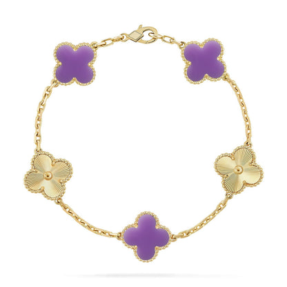 [RAFFINE]CLOVER 5 MOTIF LIGHT PURPLE BRACELET COLLECTION