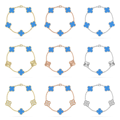 [RAFFINE] CLOVER 5 MOTIF BLUE AGATE BRACELET COLLECTION