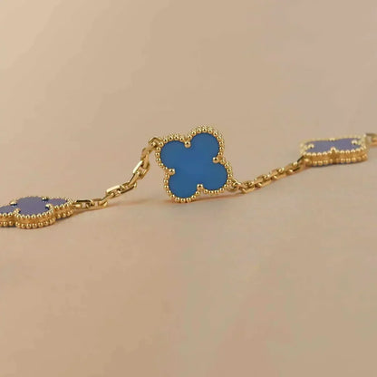 [RAFFINE] CLOVER 5 MOTIF BLUE AGATE BRACELET COLLECTION