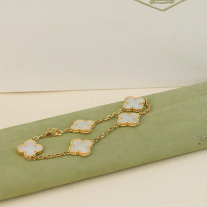 [RAFFINE]CLOVER WHITE PEARL MOP 5 MOTIF BRACELET COLLECTION