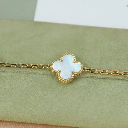 [RAFFINE]CLOVER WHITE PEARL MOP 5 MOTIF BRACELET COLLECTION