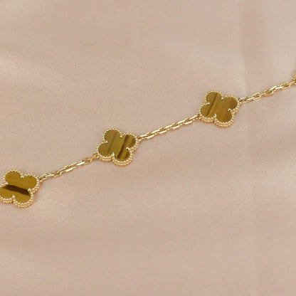 [RAFFINE] CLOVER 5 MOTIFS TIGER EYE BRACELET COLLECTION