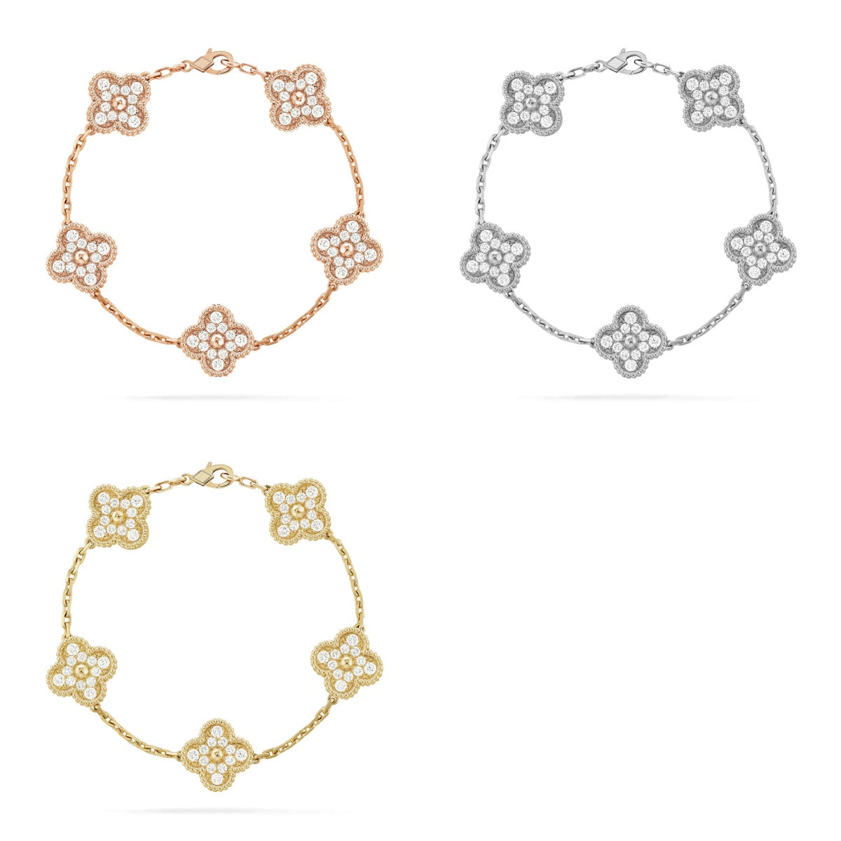 [RAFFINE] CLOVER 5 MOTIF FULL DIAMOND BRACELET COLLECTION