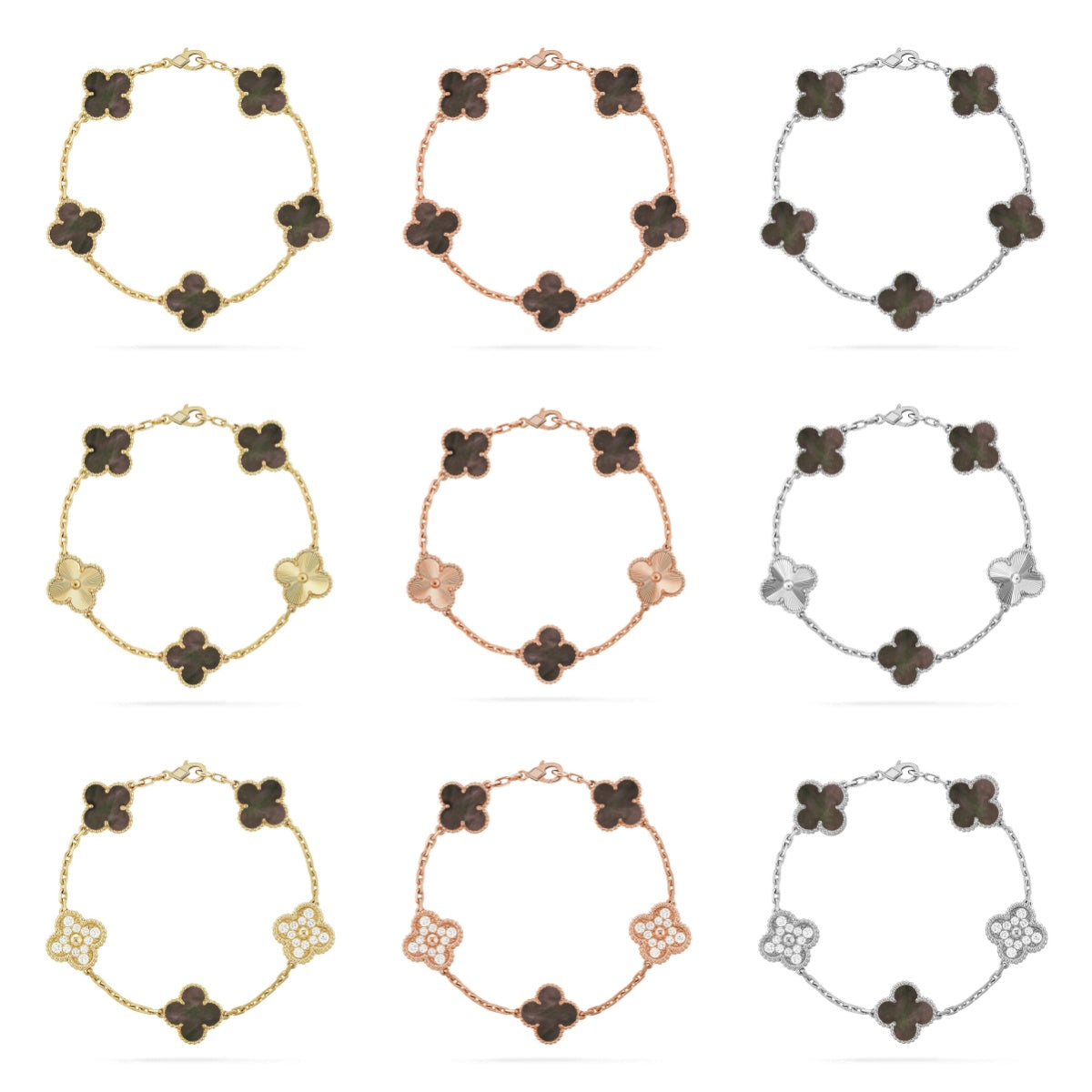 [RAFFINE] CLOVER 5 MOTIF GRAY MOP BRACELET COLLECTION
