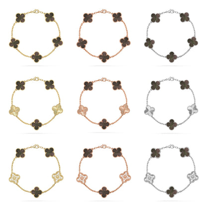 [RAFFINE] CLOVER 5 MOTIF GRAY MOP BRACELET COLLECTION