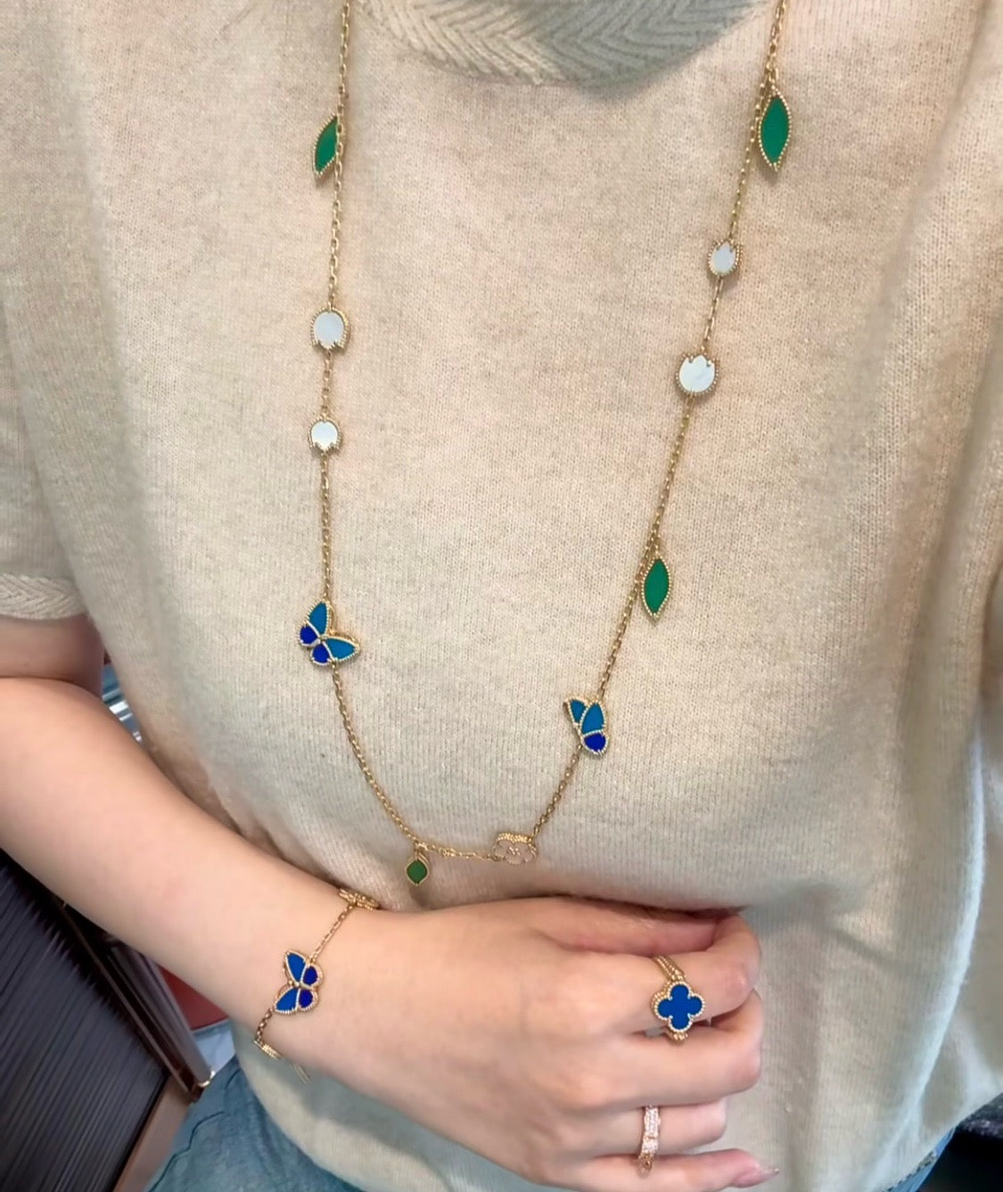 [RAFFINE]LUCKY SPRING BUTTERFLY 15 FLOWER NECKLACE
