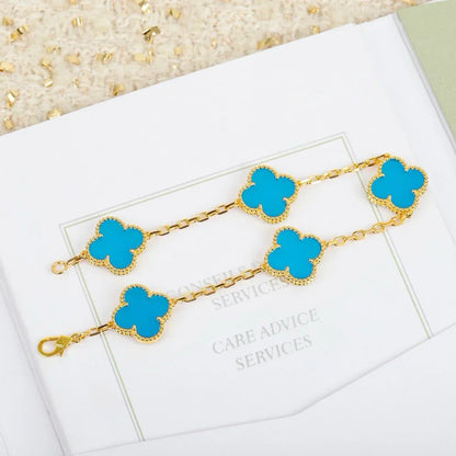 [RAFFINE] CLOVER 5 MOTIF TURQUOISE BRACELET COLLECTION