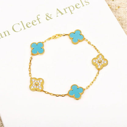 [RAFFINE] CLOVER 5 MOTIF TURQUOISE BRACELET COLLECTION