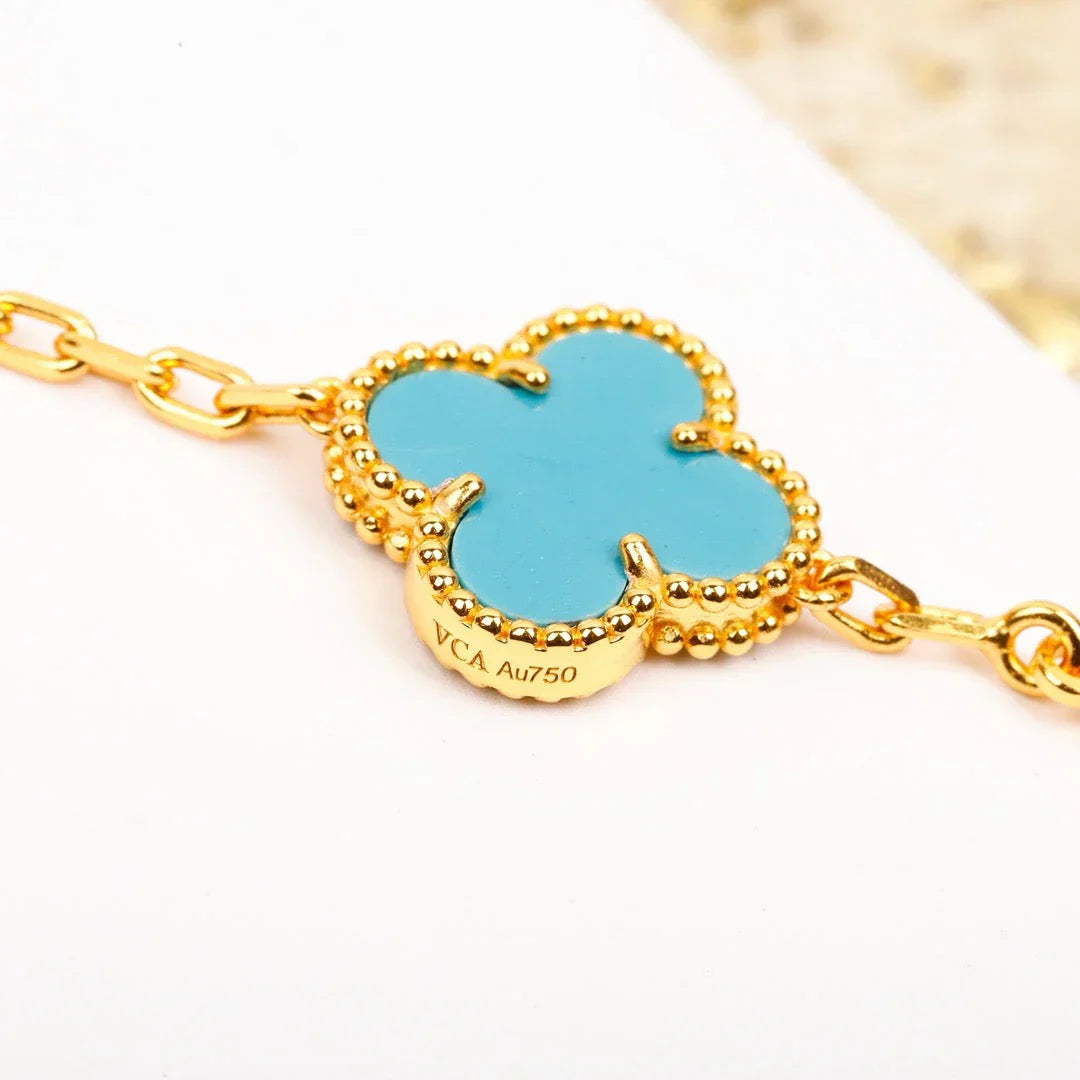 [RAFFINE] CLOVER 5 MOTIF TURQUOISE BRACELET COLLECTION