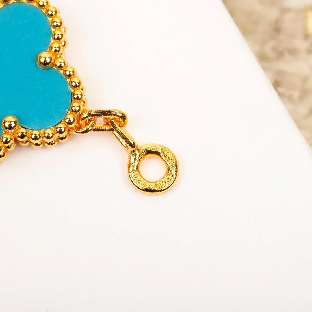 [RAFFINE] CLOVER 5 MOTIF TURQUOISE BRACELET COLLECTION