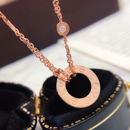 [RAFFINE]LOVE NECKLACE 16MM 2 DIAMONDS