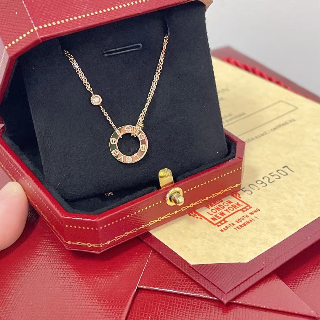 [RAFFINE]LOVE NECKLACE 16MM 2 DIAMONDS