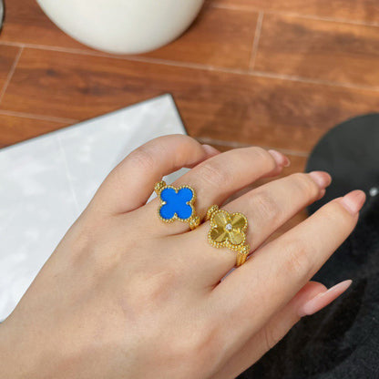 [RAFFINE]CLOVER RIVERSIBLE BLUE AGATE RING