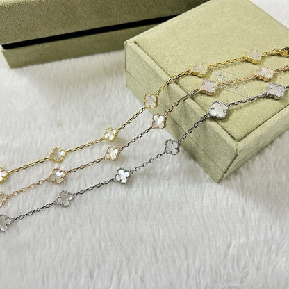 [RAFFINE]CLOVER 6 MOTIF WHITE MOP BRACELET