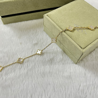 [RAFFINE]CLOVER 6 MOTIF WHITE MOP BRACELET