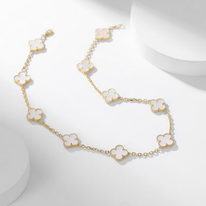 [RAFFINE]CLOVER 10 MOTIFS WHITE MOTHER OF PEARL NECKLACE