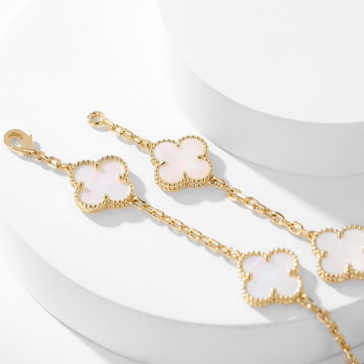 [RAFFINE]CLOVER 10 MOTIFS WHITE MOTHER OF PEARL NECKLACE