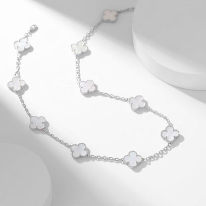 [RAFFINE]CLOVER 10 MOTIFS WHITE MOTHER OF PEARL NECKLACE