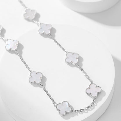 [RAFFINE]CLOVER 10 MOTIFS WHITE MOTHER OF PEARL NECKLACE