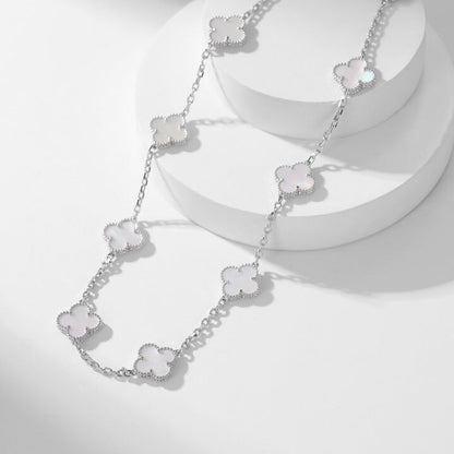 [RAFFINE]CLOVER 10 MOTIFS WHITE MOTHER OF PEARL NECKLACE