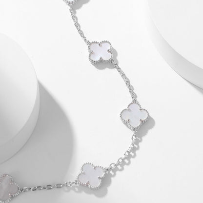 [RAFFINE]CLOVER 10 MOTIFS WHITE MOTHER OF PEARL NECKLACE