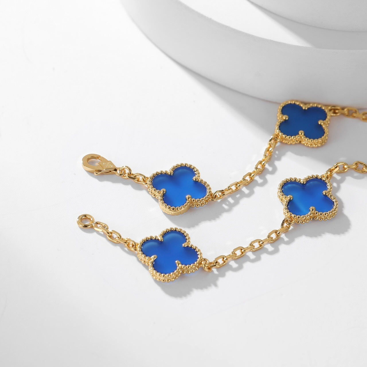 [RAFFINE]CLOVER 10 MOTIFS BLUE AGATE NECKLACE
