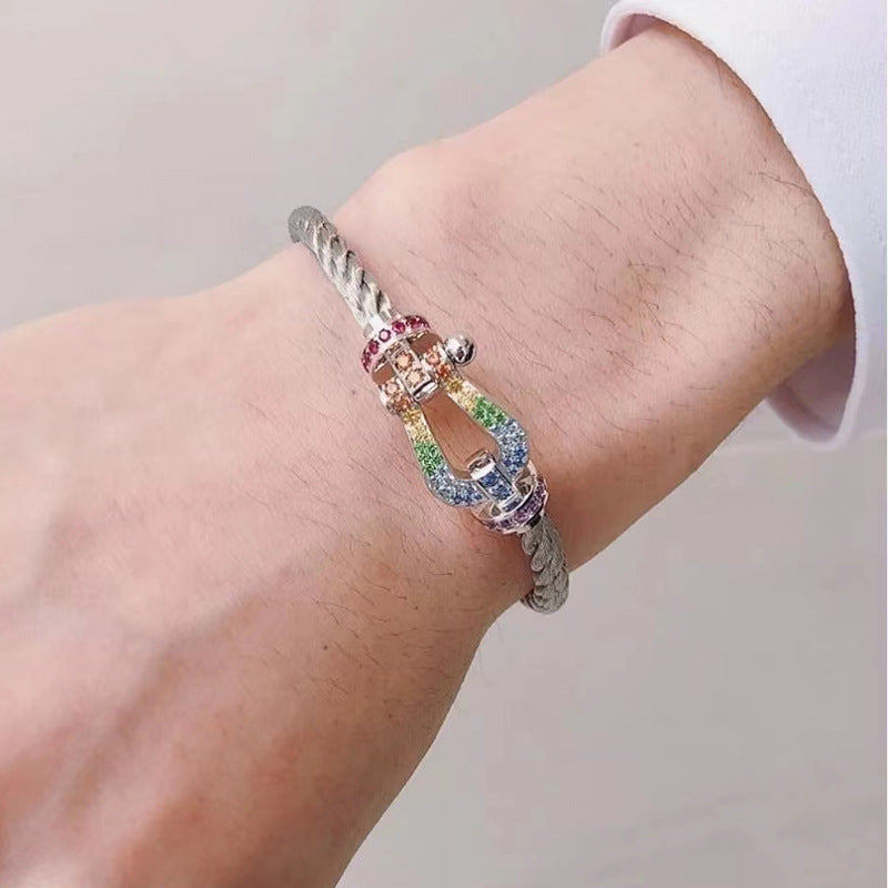 [RAFFINE]FORCE LARGE HORSESHOE  COLORED DIAMOND BRACELET ROSE GOLD