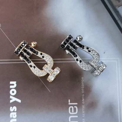 [RAFFINE]FORCE LARGE HORSESHOE BLACK WHITE DIAMOND BRACELET SILVER