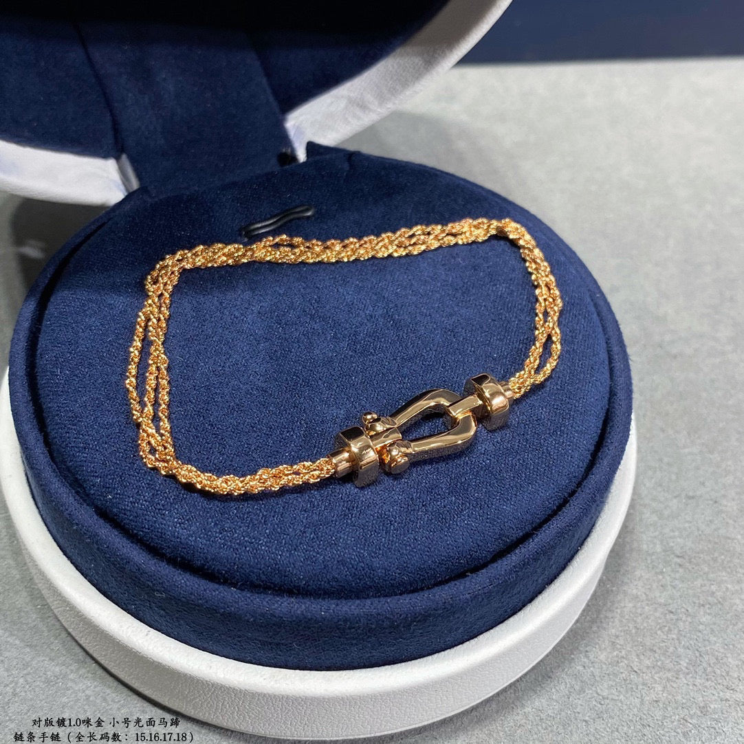 [RAFFINE]FORCE SMALL HORSESHOE  DIAMOND CHAIN ROPE BRACELET
