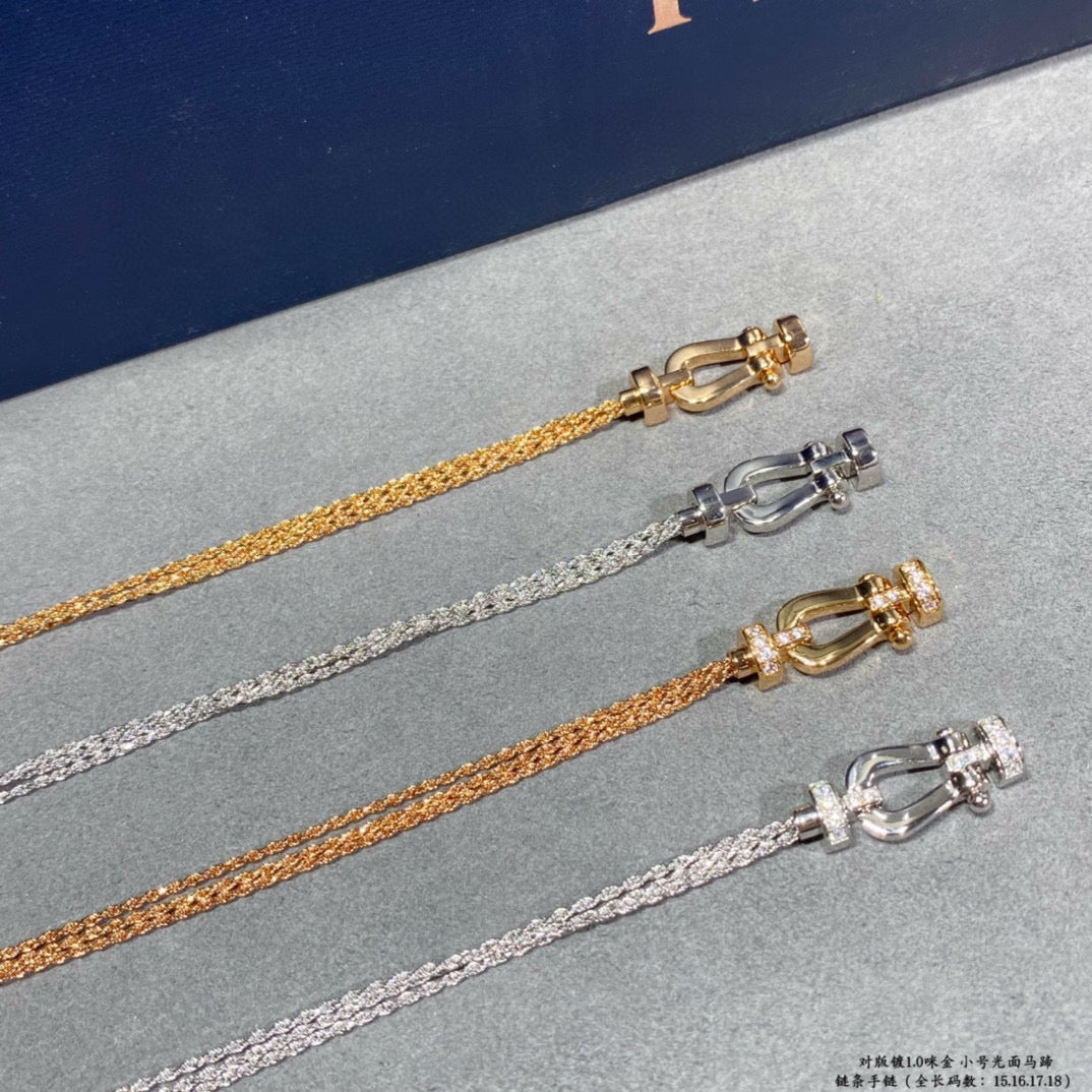 [RAFFINE]FORCE SMALL HORSESHOE  DIAMOND CHAIN ROPE BRACELET