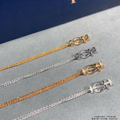[RAFFINE]FORCE SMALL HORSESHOE  DIAMOND CHAIN ROPE BRACELET