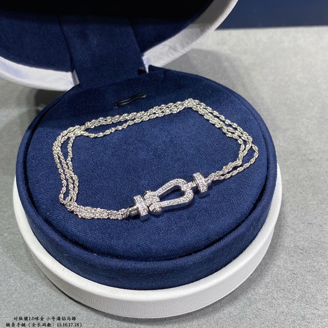 [RAFFINE]FORCE SMALL HORSESHOE  DIAMOND CHAIN ROPE BRACELET