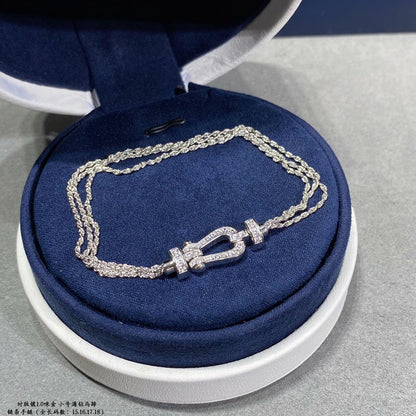 [RAFFINE]FORCE SMALL HORSESHOE  DIAMOND CHAIN ROPE BRACELET