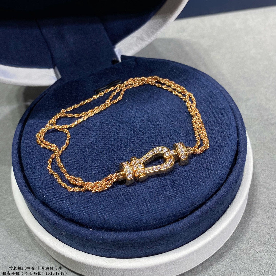 [RAFFINE]FORCE SMALL HORSESHOE  DIAMOND CHAIN ROPE BRACELET