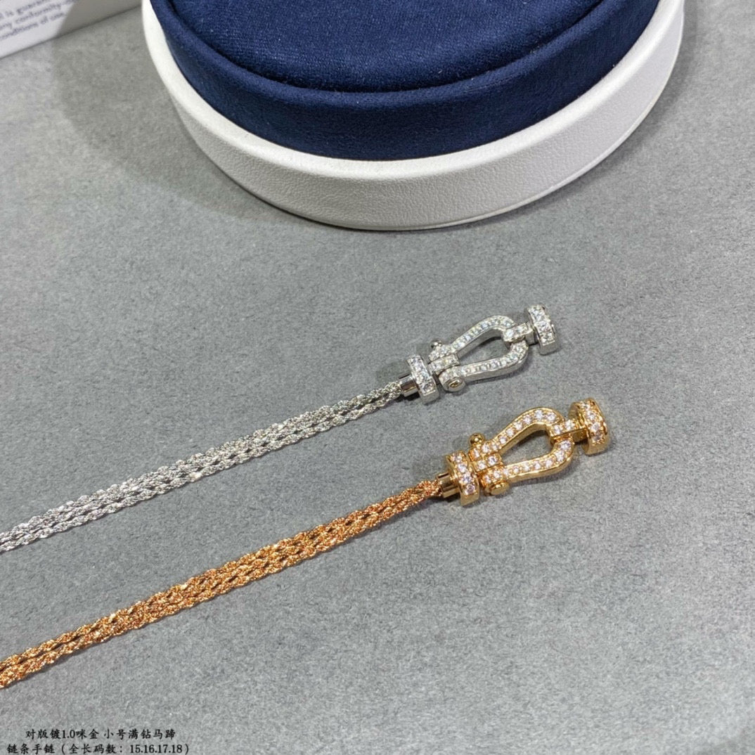 [RAFFINE]FORCE SMALL HORSESHOE  DIAMOND CHAIN ROPE BRACELET