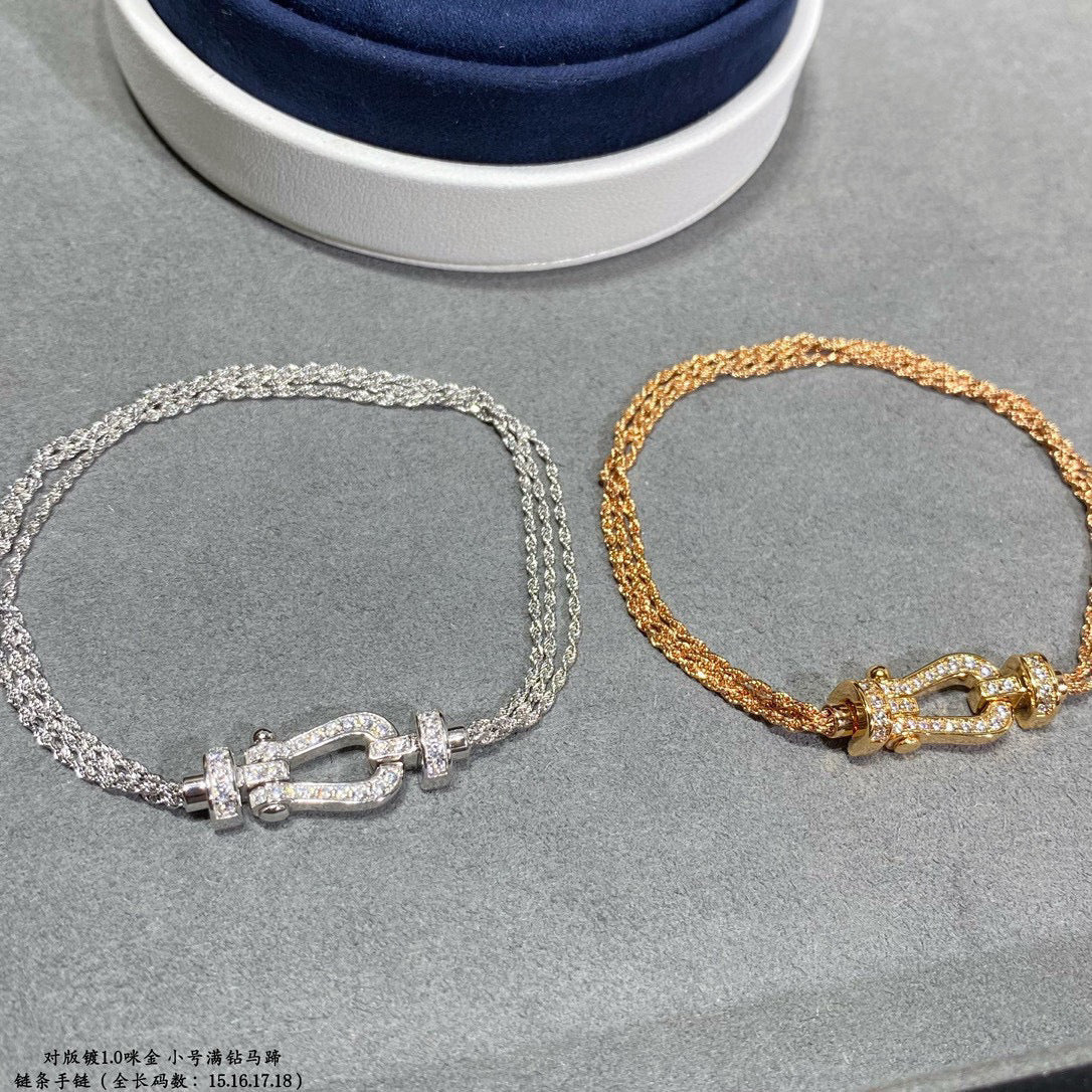 [RAFFINE]FORCE SMALL HORSESHOE  DIAMOND CHAIN ROPE BRACELET
