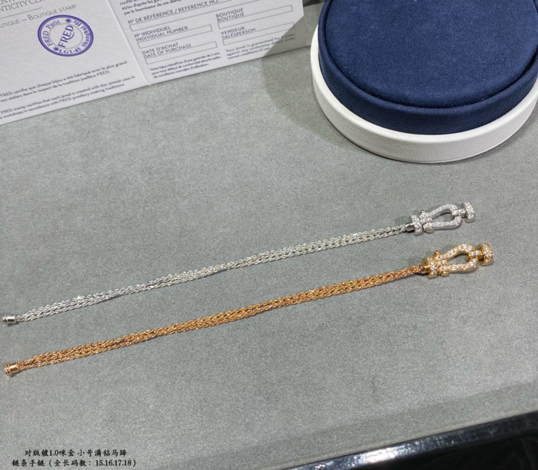 [RAFFINE]FORCE SMALL HORSESHOE  DIAMOND CHAIN ROPE BRACELET