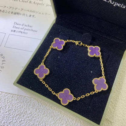 [RAFFINE] CLOVER 5 MOTIF VIOLET BRACELET COLLECTION