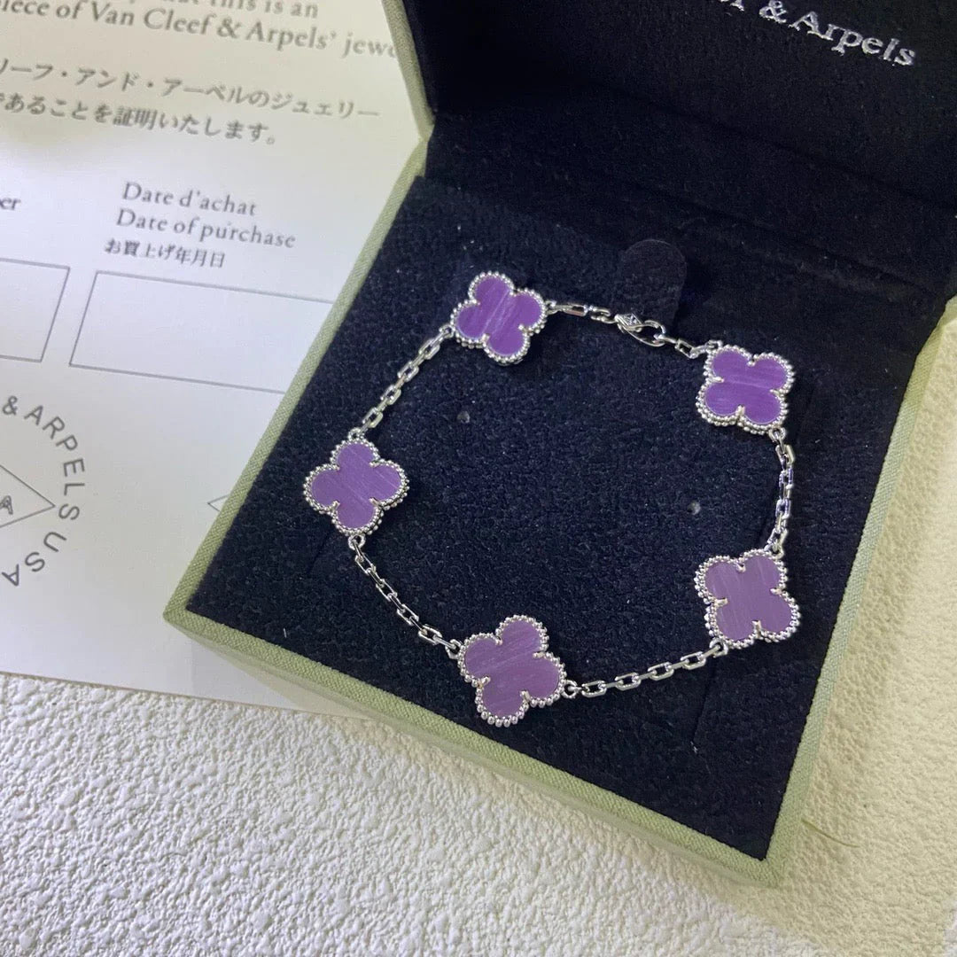 [RAFFINE] CLOVER 5 MOTIF VIOLET BRACELET COLLECTION