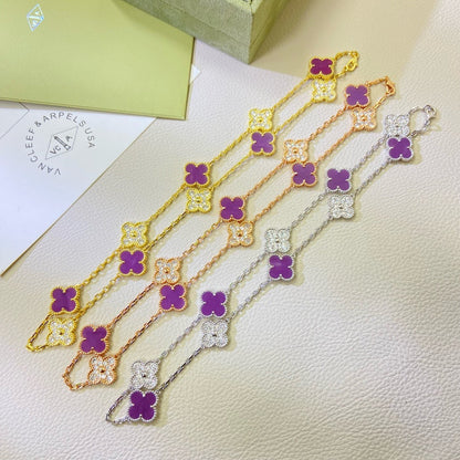 [RAFFINE]CLOVER 10 MOTIFS  PURPLE VIOLET DIAMOND NECKLACE