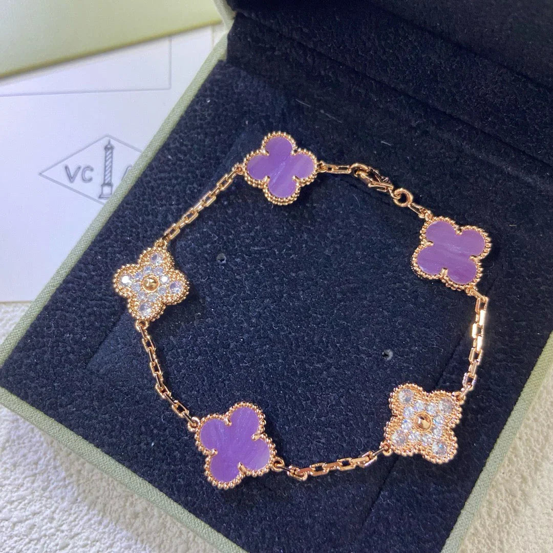 [RAFFINE] CLOVER 5 MOTIF VIOLET BRACELET COLLECTION