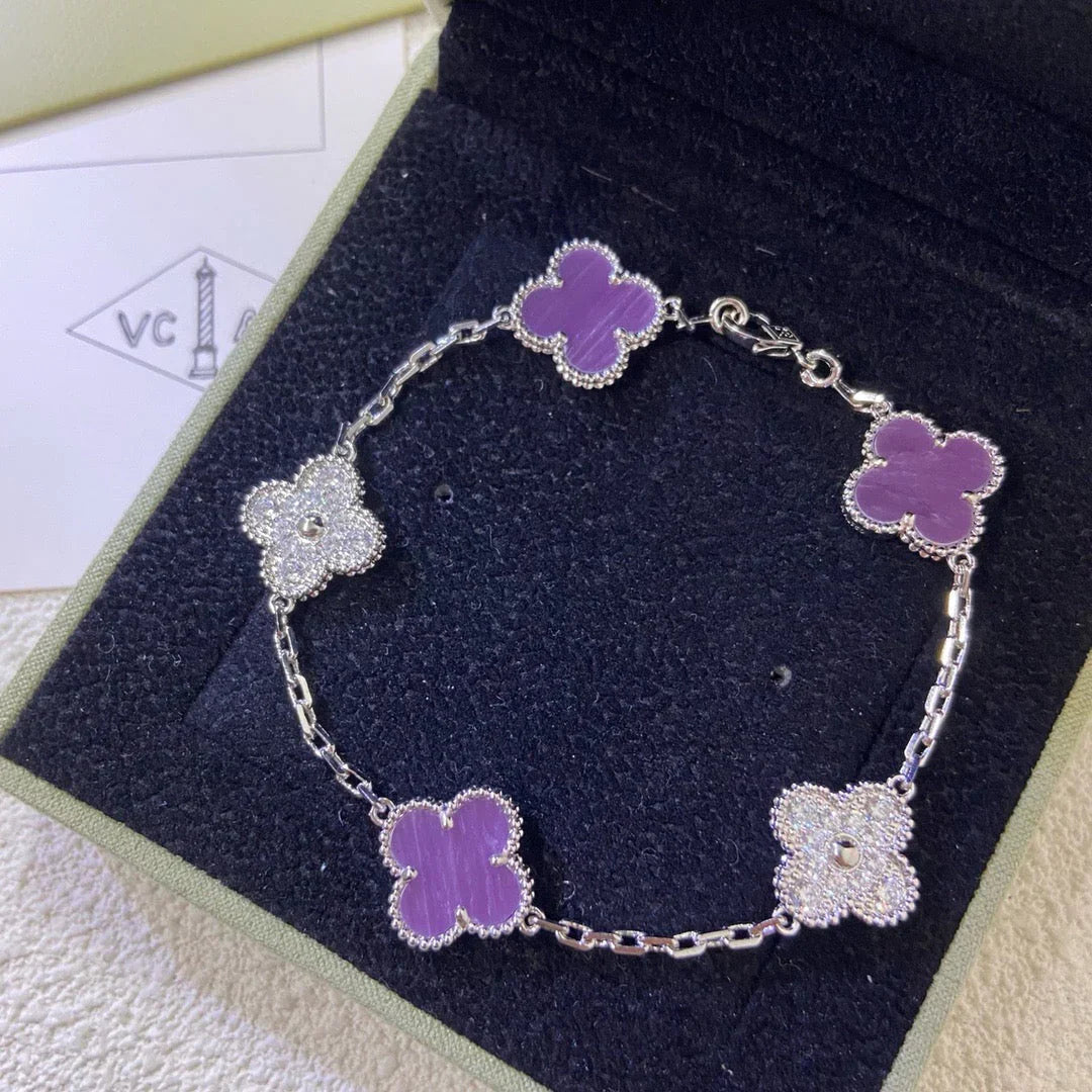 [RAFFINE] CLOVER 5 MOTIF VIOLET BRACELET COLLECTION