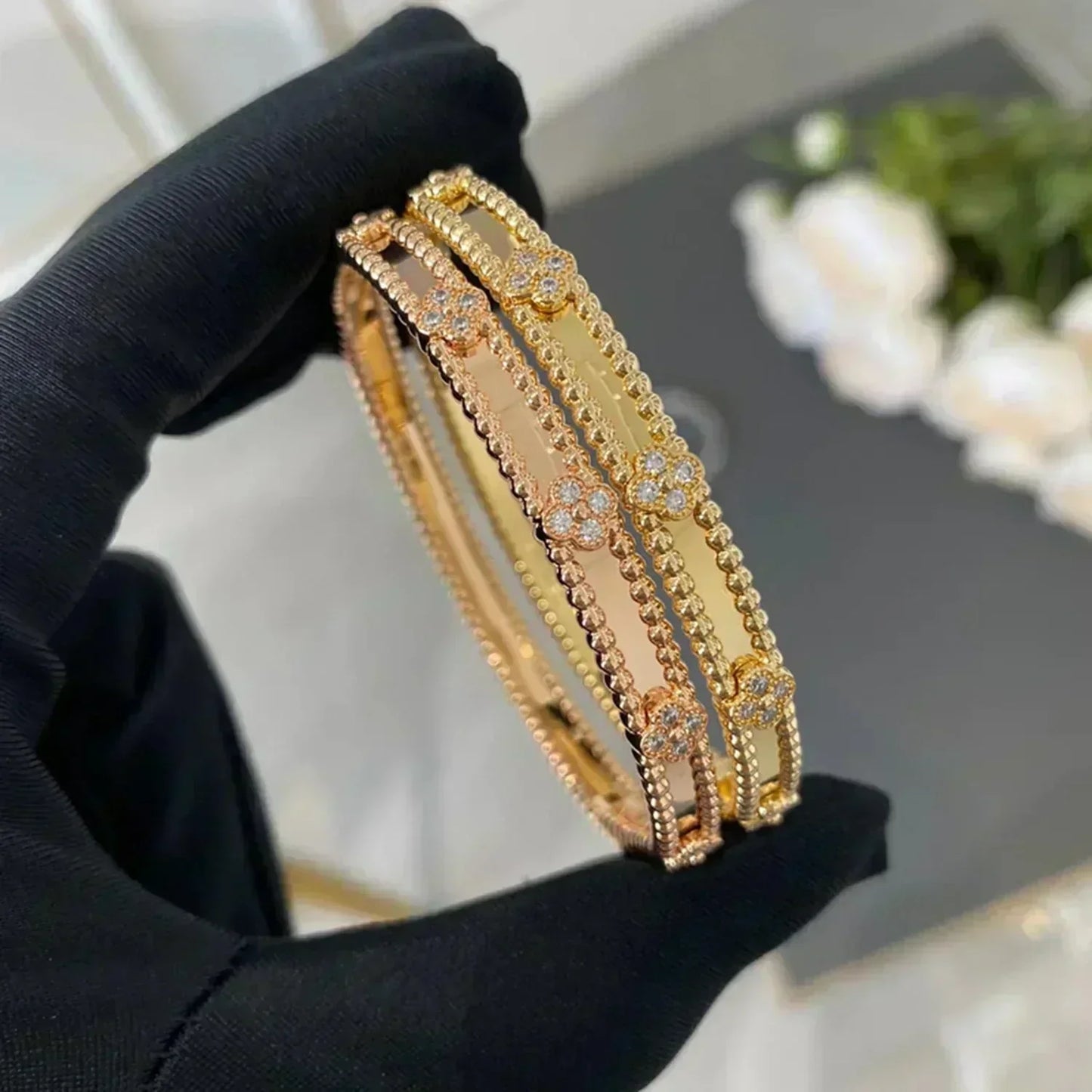[RAFFINE]CLOVER BRACELET 4MM DIAMONDS