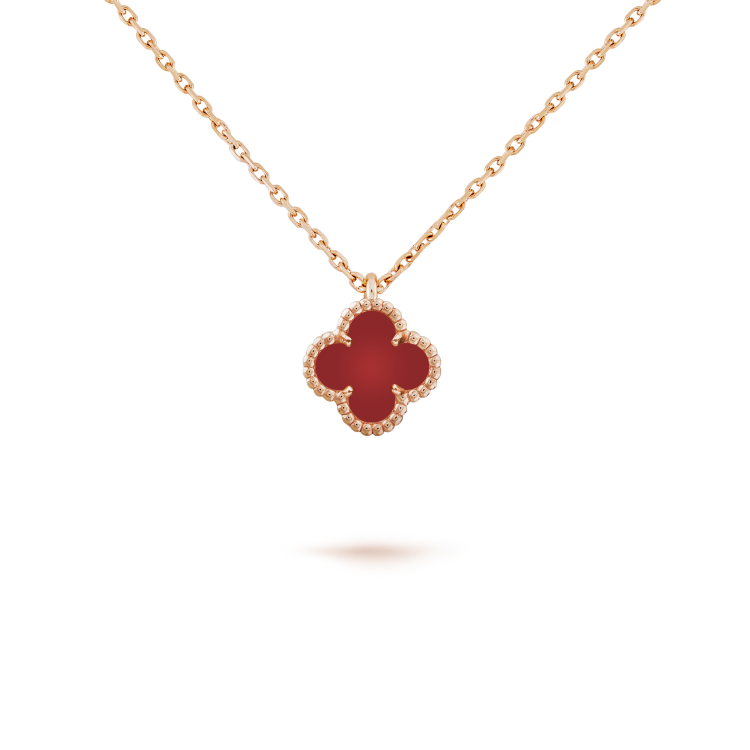 [RAFFINE]CLOVER MINI 9.5MM WHITE CARNELIANS NECKLACE