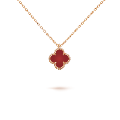 [RAFFINE]CLOVER MINI 9.5MM WHITE CARNELIANS NECKLACE