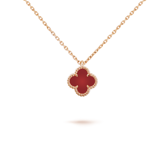 [RAFFINE]CLOVER MINI 9.5MM WHITE CARNELIANS NECKLACE