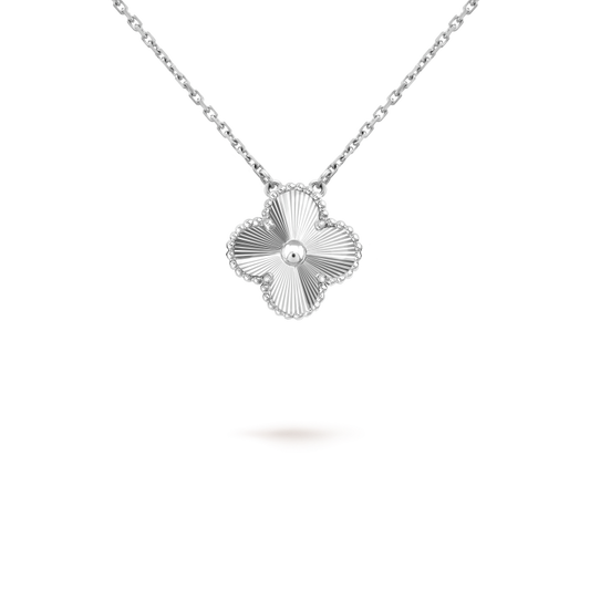 [RAFFINE]CLOVER 15MM LASER NECKLACE SILVER