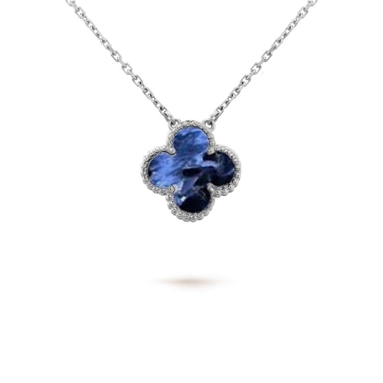[RAFFINE]CLOVER 15MM PIETERSITE NECKLACE SILVER